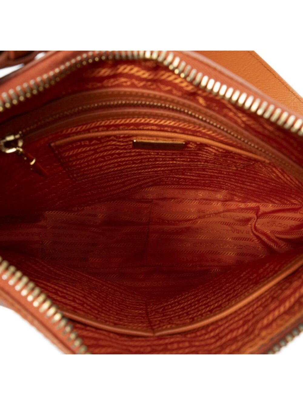 Prada Zip Hobo Orange Saffiano Leather - Picture 9 of 10